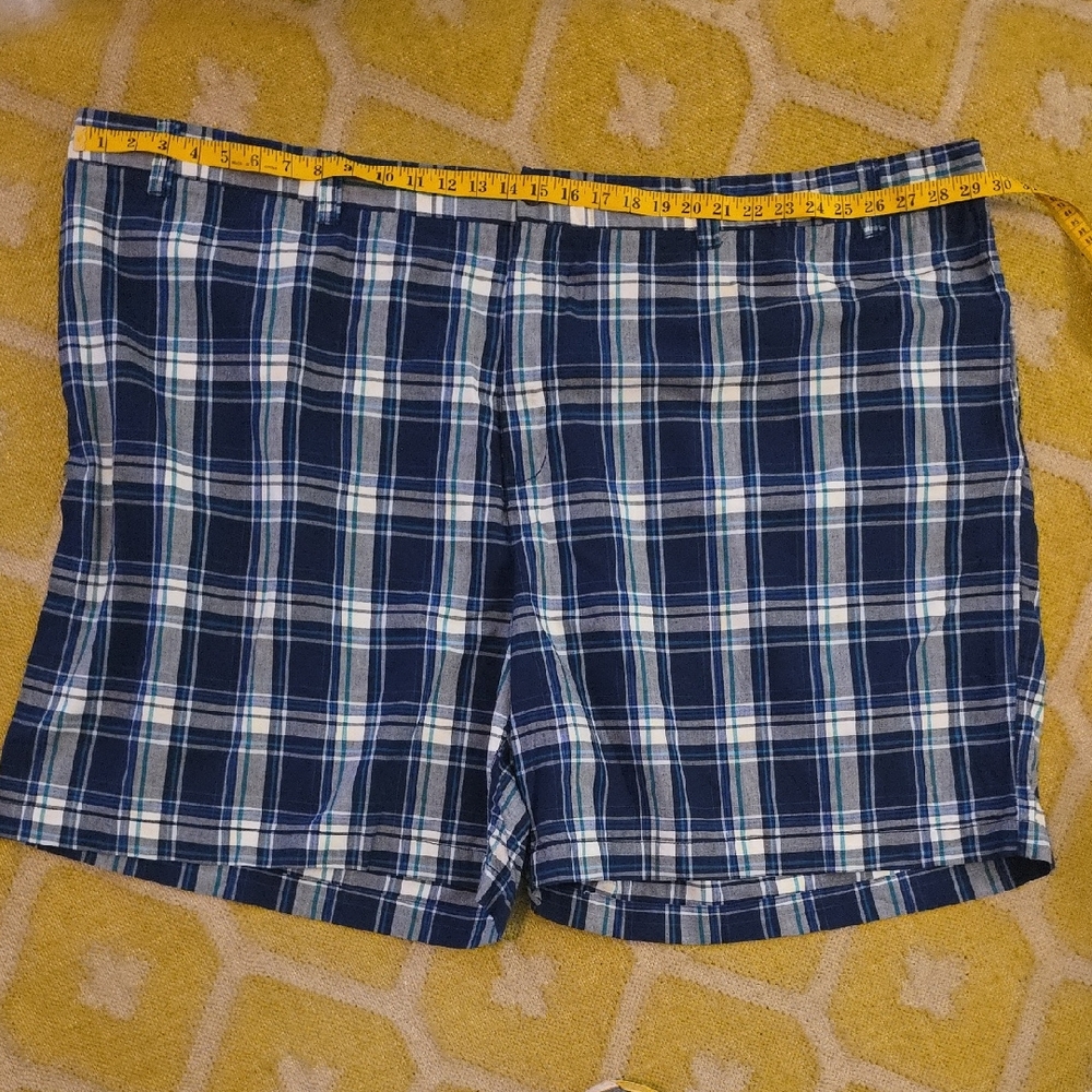 EUC BIG & TALL Harbor Bay Blue and Teal Plaid Shorts